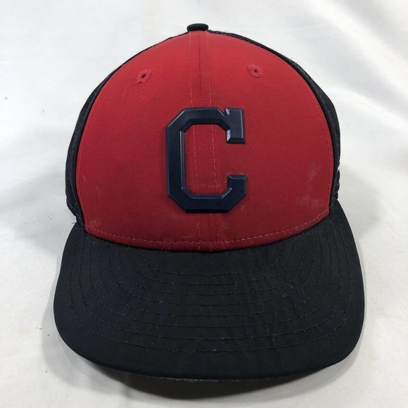 Cleveland Indians New Era 59fifty Hat Cap Fitted 7 1/4 Red Navy Blue Baseball - Picture 1 of 12